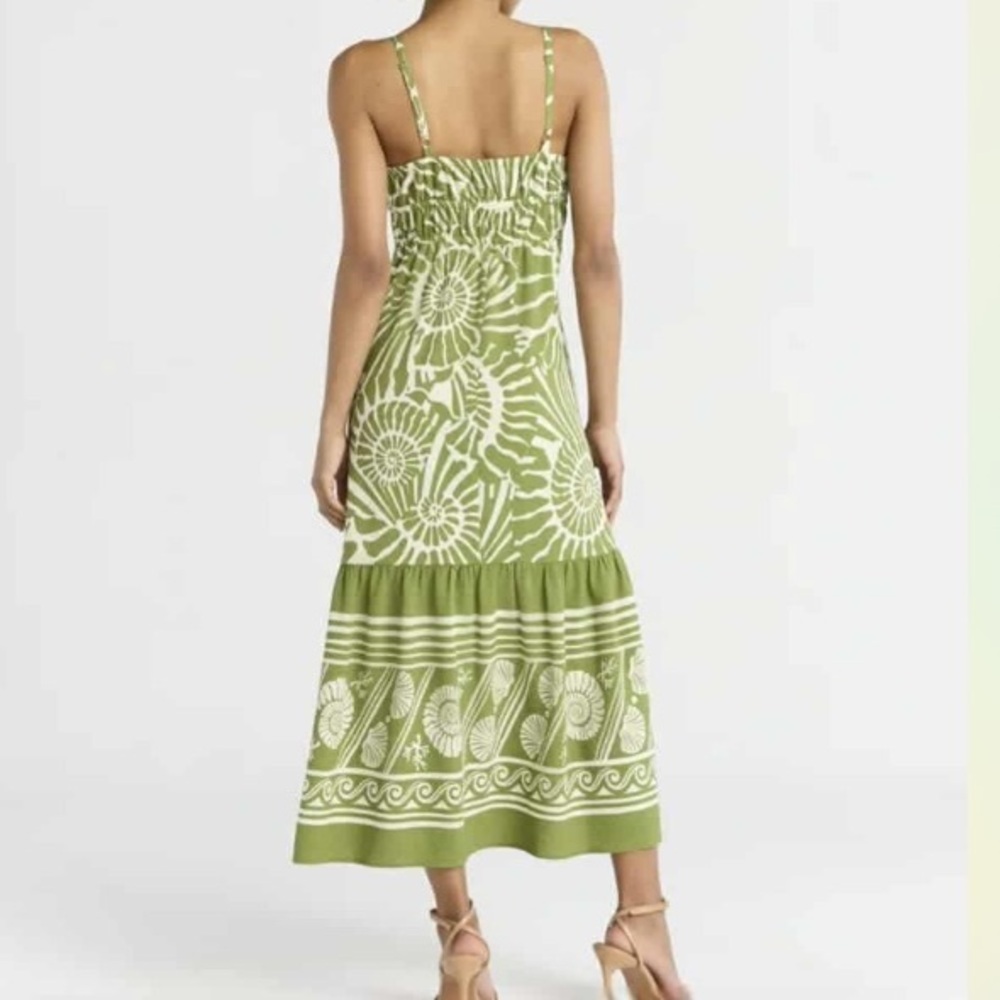 Sofia Vergara Green Abstract Seashell Print Maxi Dress with Pockets - Picture 2 of 8